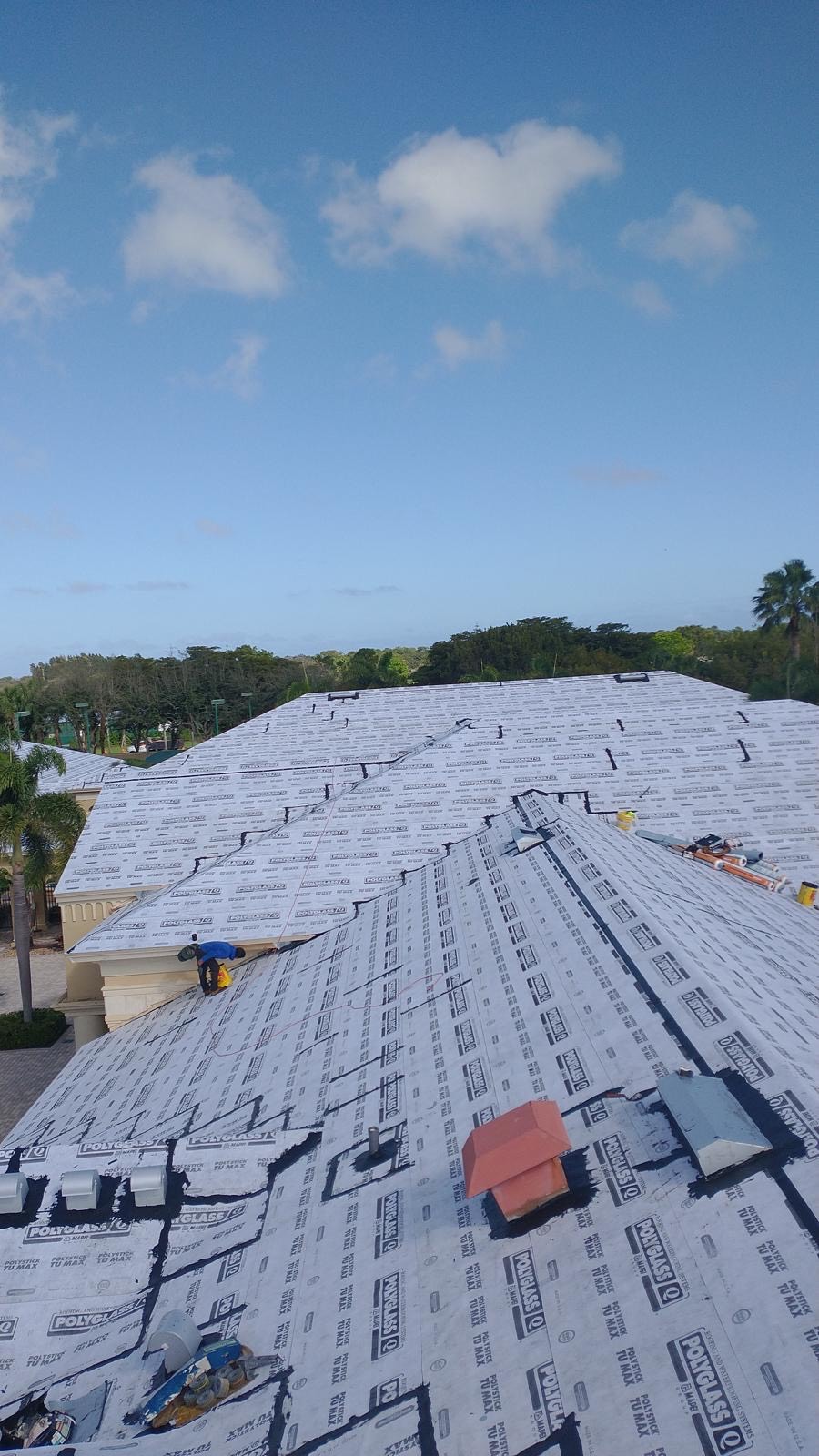 Commercial roof underlayment installation in South Florida